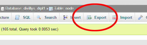 Exporting a table in phpMyAdmin