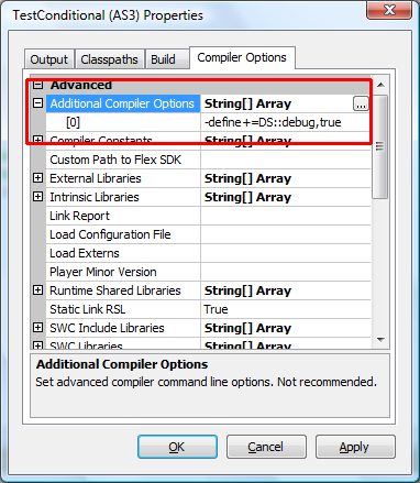 Adding a define statement to an AS3 project