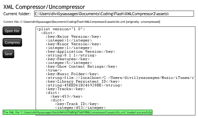 The XML Compressor/Uncompressor tool