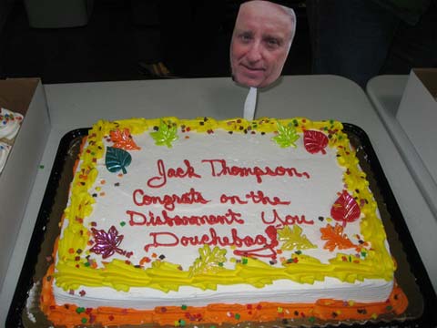 A cake celebrating Jack Thompson's disbarment