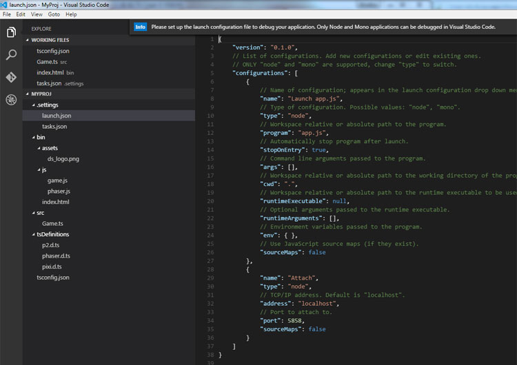 Browsing programming. Hack configuration Visual Studio code.